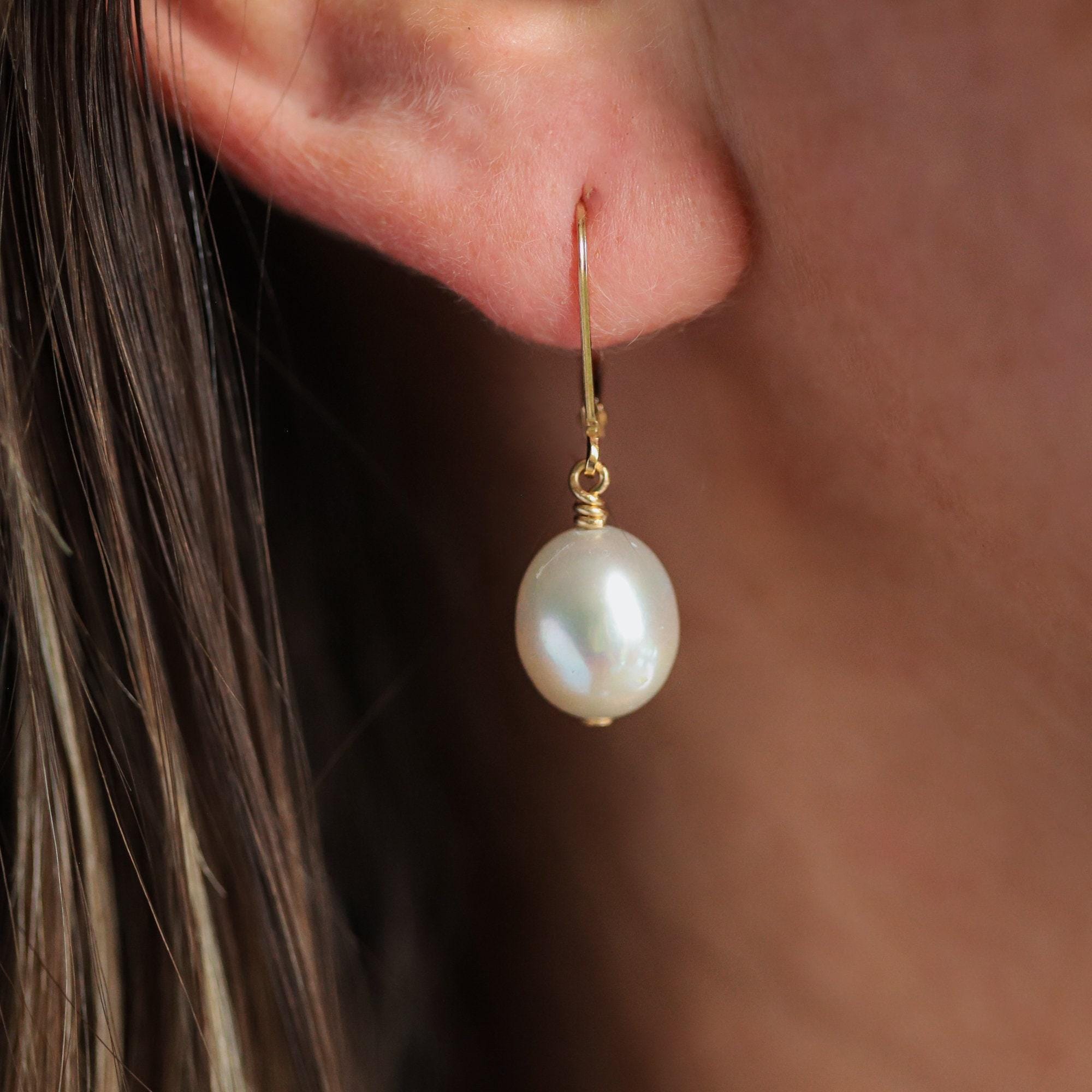 14K GOLD Freshwater pearl earrings, genuine pearl earrings, 14K gold [EEPM1095] pearl earrings, gold earrings pearls, 14K gold filled pearls