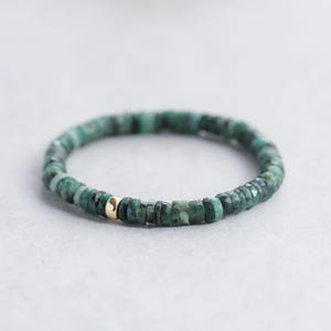 14K GOLD Emerald Beaded Bracelet | Emerald bracelet [EBEP1924] | Emerald jewelry | Beaded emerald jewelry | Dainty Beaded Bracelet | May