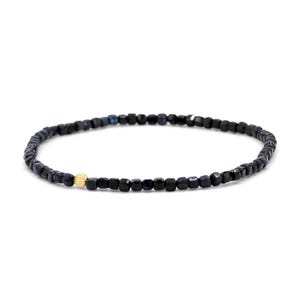 14K GOLD Blue Sapphire Bracelet, Yellow Gold Filled, Delicate Blue Sapphire [EBSP1491] Skinny Stacking Bracelet, Tiny Faceted Beads Sapphire