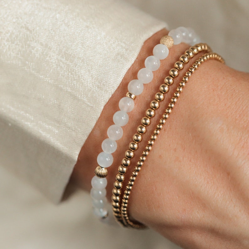 4mm Natural Moonstone Bracelet, Stacking Bracelet, Healing Stones For Emotional Balance, Feminine Energy, Goddess Stone, Fertility 0156 image 6