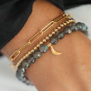 FACETED high flash labradorite | Labradorite 6mm | Women&#39;s labradorite bracelet [EBLM1076] AAAA+ Labradorite | Blue flash labradorite