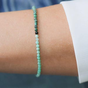 Smaragd Zarte Perlen Armband Gold Filled [EBEP1278] Zierliches Perlen Stacking Armband. Edelstein Schmuck für Damen | Mai #0073