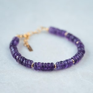 Amethyst smooth bracelet | Amethyst bracelet | Purple amethyst beaded bracelet [EBAP2043] | amethyst beaded bracelet | faceted amethyst