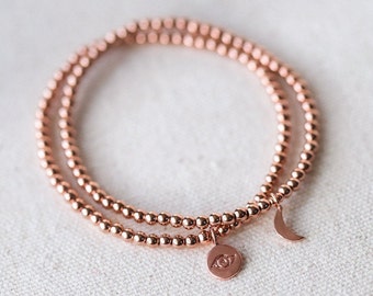 3mm bracelet  rose gold filled | beaded rose gold filled jewelry | minimalist rose gold filled beaded bracelet | rose gold filled