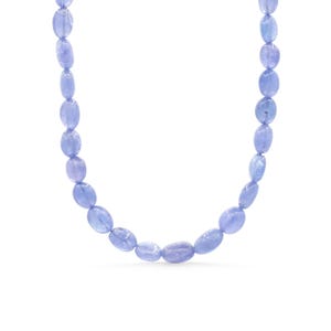 14K gold Tanzanite oval necklace | Tanzanite beaded jewelry [ENTM1953]| Tanzanite gemstone beaded necklace, Tanzanite 14K image 1