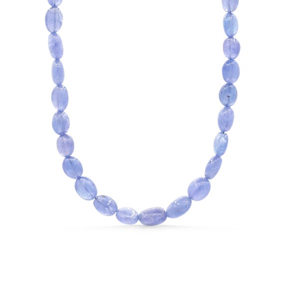 14K gold Tanzanite oval necklace | Tanzanite beaded jewelry [ENTM1953]| Tanzanite gemstone beaded necklace, Tanzanite 14K