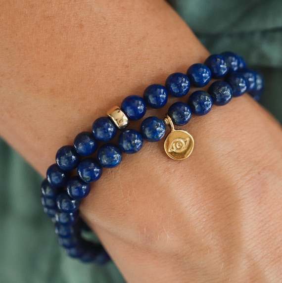 Lapis lazuli stone, kingsman turquoise stone, Nepal beads, bracelet,je –  Andria Bieber Designs