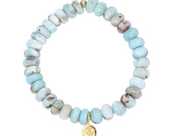 Bracelet en larimar visage heureux | Bracelet en larimar véritable | Bracelet Larimar 100 % authentique | Larimar naturel dominicain | Bracelet en larimar