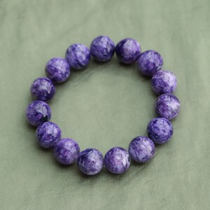 AAAA+ Grade Charoite 12mm | 12mm Charoite Genuine Bracelet | Charoite stretch bracelet | Charoite AAAA+ 12mm | large Charoite bracelet