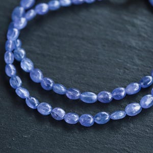 14K gold Tanzanite oval necklace | Tanzanite beaded jewelry [ENTM1953]| Tanzanite gemstone beaded necklace, Tanzanite 14K image 3