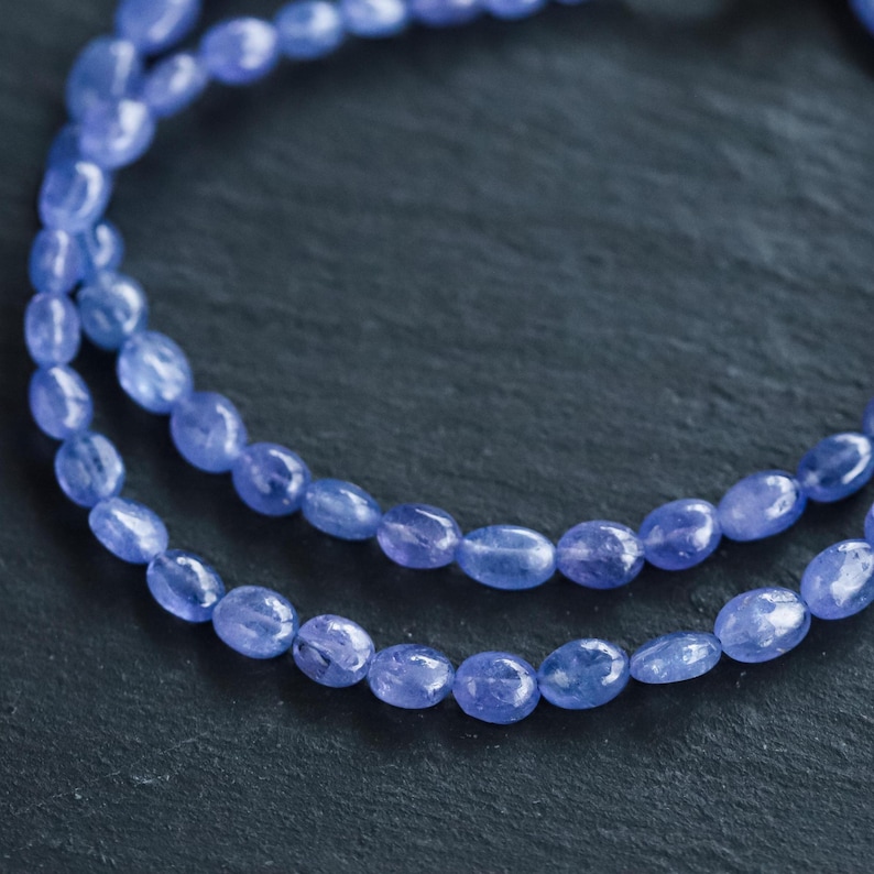 14K gold Tanzanite oval necklace | Tanzanite beaded jewelry [ENTM1953]| Tanzanite gemstone beaded necklace, Tanzanite 14K image 3