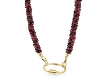Granat Perlen Halskette | Granat Halskette für Frauen | Deep Red Granat, [ENGP1144] Glatter Rondell Granat, echter Granat | Januar *BSS *BF