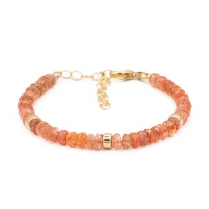 AAAA+ Sunstone Bracelet | Genuine sunstone bracelet 5mm | Sunstone gold bracelet [EBSP1033] | Sunstone solar plexus chakra
