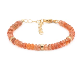 AAAA+ Sonnenstein Armband | Echtes Sonnenstein Armband 5 mm | Sonnenstein gold Armband [EBSP1033] | Sonnenstein Solarplexus-Chakra