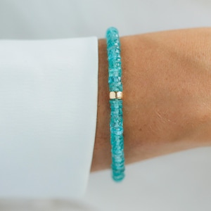 AAAA+ Apatite Bracelet | Genuine Blue Apatite Bracelet | [EBAP1420] Apatite Beaded Bracelet | Apatite Bracelet | Blue gemstone bracelet