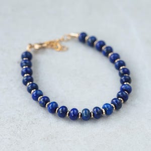Bracelet en lapis-lazuli | Bracelet en perles de lapis-lazuli | bracelet en or lapis lazuli | bracelet en lapis-lazuli véritable | lapis #0193