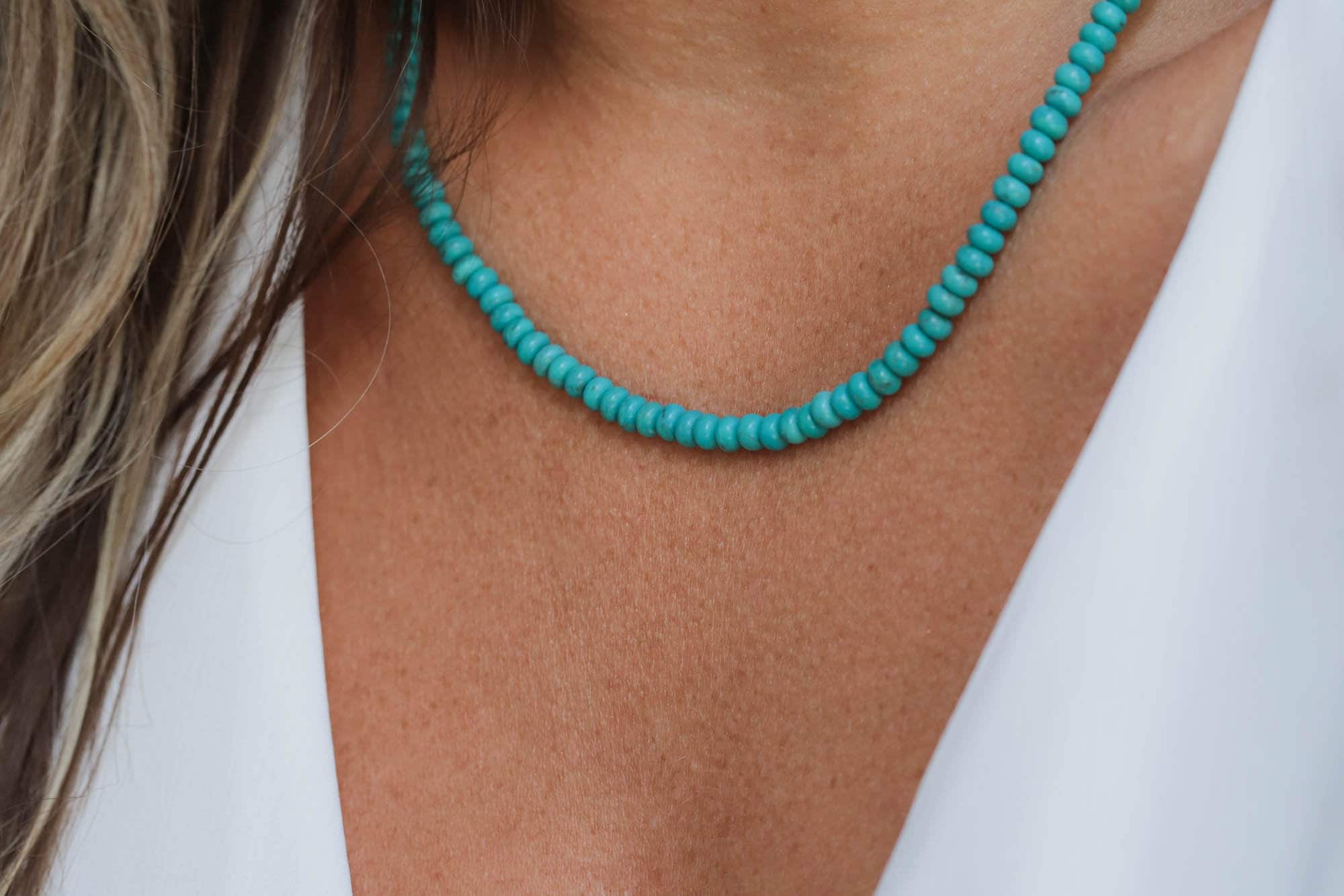 Turquoise Tire Beaded Necklace with Chocolate Silk Thread – Andrea Fohrman