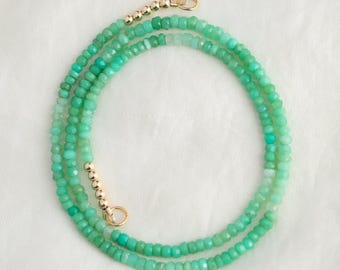 Genuine Chrysoprase necklace, ombre chrysoprase necklace | Chrysoprase jewelry | [ENCP1453] green gemstone beaded necklace | chrysoprase