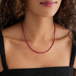 Longido Ruby necklace | Beaded pink ruby Longido Ruby necklace | [ENRM1775] Ruby necklace Longido Ruby | July birthstone necklace