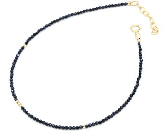 Blue Sapphire Anklet – Dainty Sapphire Anklet in Sterling Silver, Gold Filled or Solid Gold • Minimalist Gemstone Anklet • September