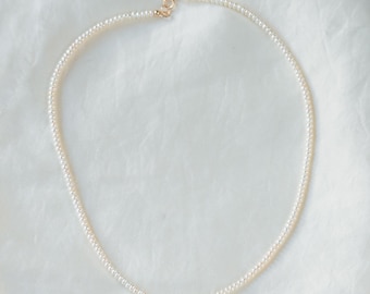 AAAA Freshwater Pearl Necklace, Real Pearl Necklace, [ENPM4583] Tiny Pearl Choker, Sterling Silver Pearl Necklace, Gold Filled Pearl