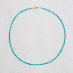 Genuine Turquoise cube beaded necklace | [ENTP1496] Natural authentic turquoise | women&#39;s turquoise jewelry | faceted turquoise | minimalist
