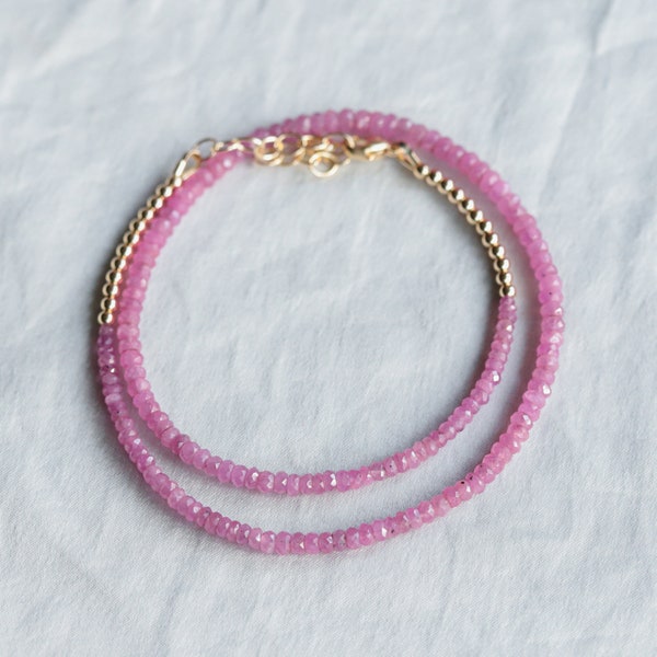 Pink Sapphire Choker Necklace | AAA+ pink sapphire necklace | Sapphire | Pink Sapphire beaded necklace | faceted sapphire | pink sapphire