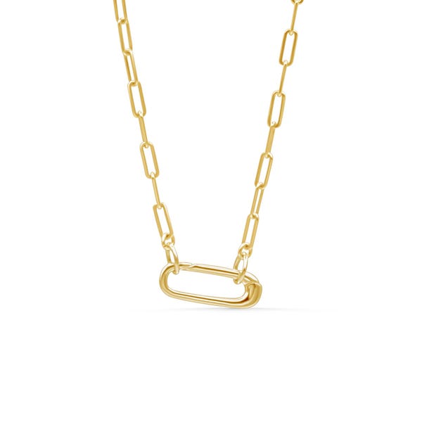 14k Gold Filled Paperclip Chain Necklace, MEDIUM gold filled carabiner necklace [ENGP1200] | everyday gold necklace | paperclip chain