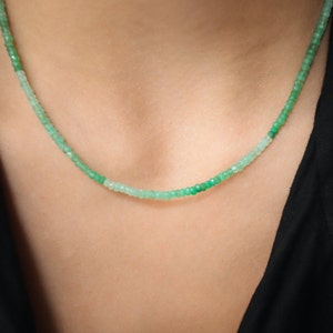 Unique OMBRE Chrysoprase beaded necklace | happy Chrysoprase jewelry | green gemstone beaded necklace green | AAA chrysoprase