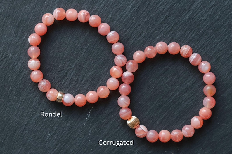 AAAA+ rare Pink Botswana Agate Bracelet Handmade 8mm Banded Pink Agate [EBPM1108] Beaded Gemstone Bracelet Stack Bracelet image 3
