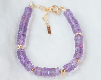 Pink Amethyst heishi bracelet | [DIP] 6mm Amethyst bracelet | Pink amethyst beaded bracelet  | amethyst pink