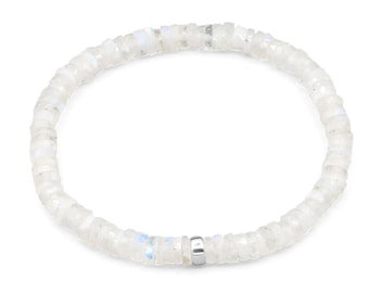 Celestial Peace Rainbow moonstone bracelet | Faceted heishi moonstone Bracelet | [EBMM1860] Moonstone gold bracelet | moon gold | moonstone