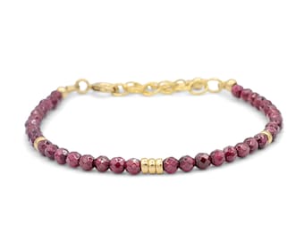 Garnet Bracelet, Delicate Garnet Skinny Stacking Bracelet [EBGP1001], Garnet 3mm | dainty garnet bracelet *BF