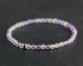 14K GOLD Ametrine Bracelet 4mm, Ametrine Jewelry [EBAM1683], Ametrine Crystal, Purple Crystal Bracelet, Gemstone Bracelet, Women bracelet