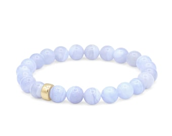 Blue Lace Agate Bracelet | rare best quality blue lace agate [EBBM1561 | Blue Lace Agate Bracelet 8mm | AAA Blue Lace Agate *G