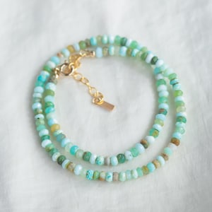 Peruanische Opal Halskette | Grüne Opal Halskette | Candy Opal Halskette | sommerliche Edelsteinkette | grüne Opal Halskette, Opal Halskette