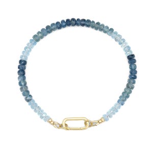 14K GOLD Santa Maria aquamarine | AAAA+ Aquamarine Bracelet | Mini Aquamarine [EBAP1271] | Beaded Aquamarine Bracelet | Aquamarine Jewelry