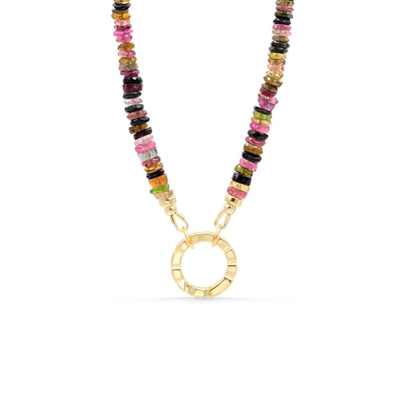 Mixed Tourmaline Beaded Necklace | Watermelon tourmaline necklace | [ENMP1147] Multi color tourmaline | AAA Tourmaline necklace