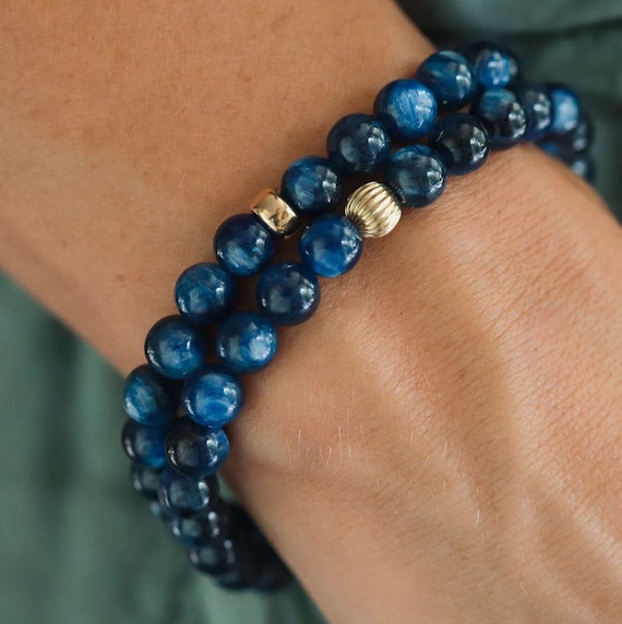 Blue Kyanite Bracelet 1 4mm, 6mm, 8mm or 10mm Beaded Bracelet Meditation,  Enhancing Telepathic & Physic Abilities, Cleansing, Calming - Etsy