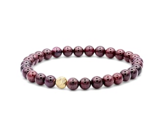 Garnet Bracelet 6mm, red garnet jewelry, Natural Garnet Jewelry [EBGM1637], Dark Red Jewelry, Garnet Bracelet, dark red garnet