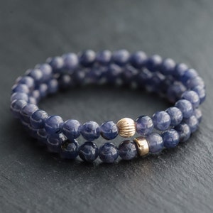 AAAA+ Iolite Bracelet 6mm | Genuine AAAA+ Iolite beaded bracelet | iolite 6mm elastic | Natural iolite gemstone bracelet | Purple Iolite