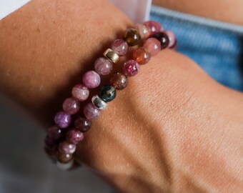 LAST ONE! Rare pink Tourmaline Bracelet | Pink  tourmaline beaded bracelet 6mm | Pink Tourmaline Jewelry | Tourmaline Bracelet #0518