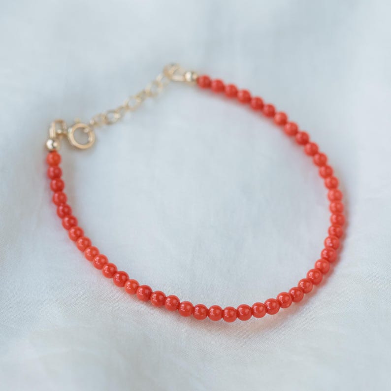 Italienische Rote Koralle Armband • Echtes Koralle Armband • Sterling Silber, 14K Gold Filled oder Massiv Gold • Handgefertigt in Kanada Bild 3