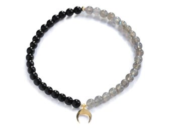 Black Tourmaline Bracelet 4mm | Genuine Black Tourmaline [EBLP1029] Labradorite bracelet 4mm | Strength Protection Healing