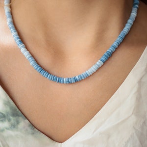 Blue opal necklace Blue Beaded opal Necklace peruvian blue opal necklace Statement opal heishi opal necklace opal necklace beaded image 3