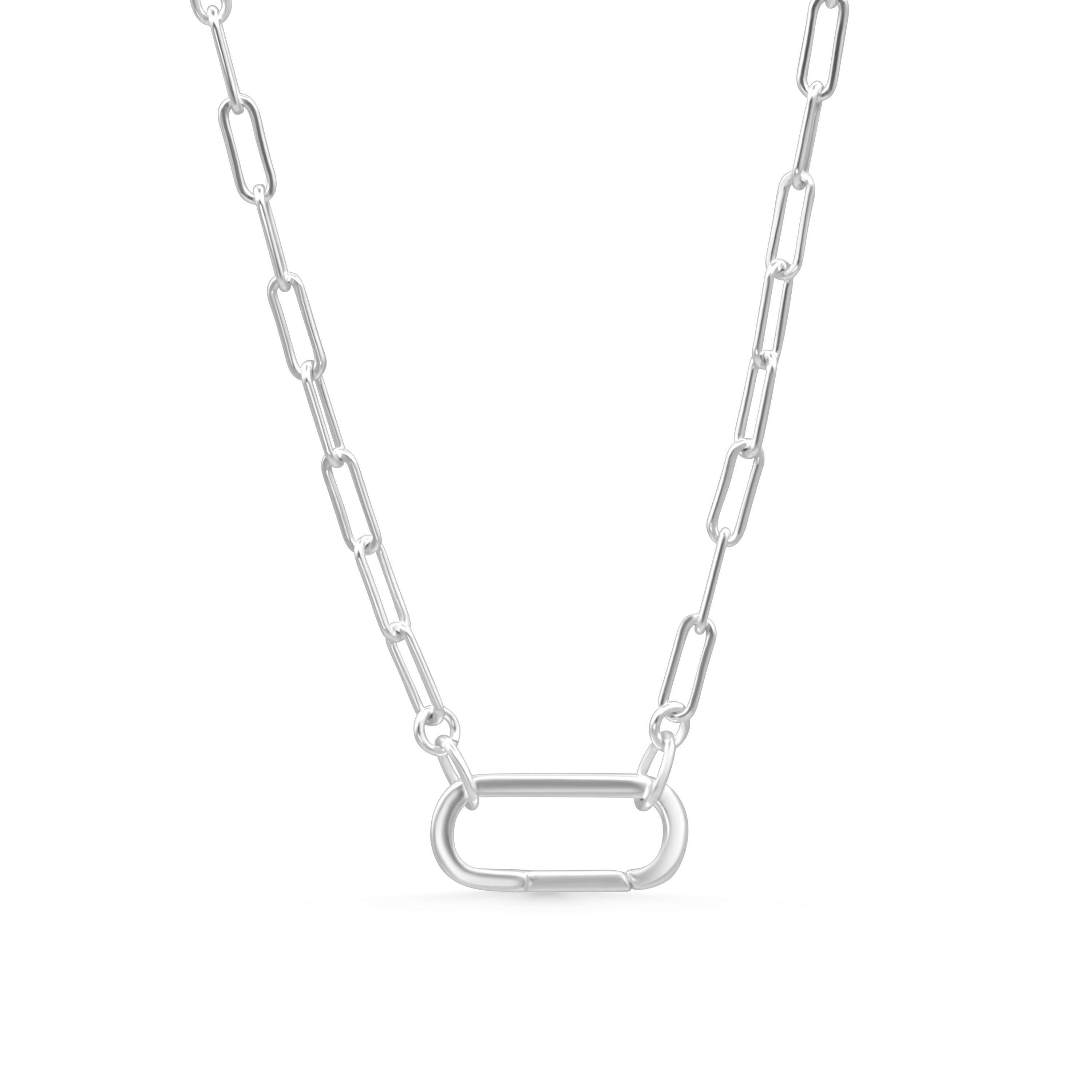 Carabiner Sterling Silver, Paperclip Chain Necklace, [ENSP1027