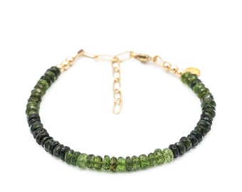 RARE! Green Tourmaline Tiny Gemstone Bracelet | Green tourmaline | Faceted 3mm stones | dainty green tourmaline bracelet | tourmaline