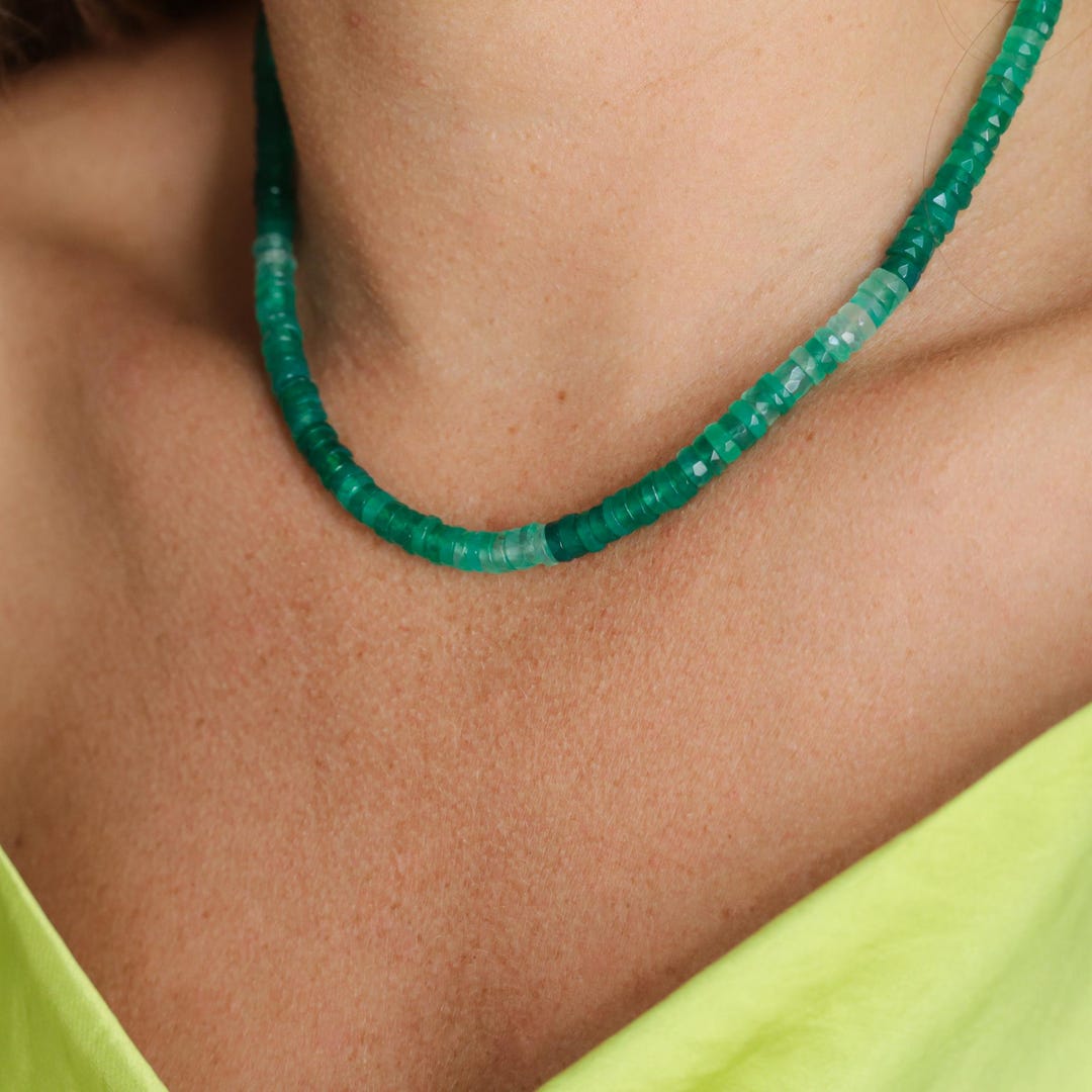 Green onyx beaded necklace main image 0