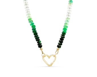 14K GOLD Emerald Necklace, beaded emerald necklace | May birthstone necklace | genuine emerald necklace | shaded emerald necklace
