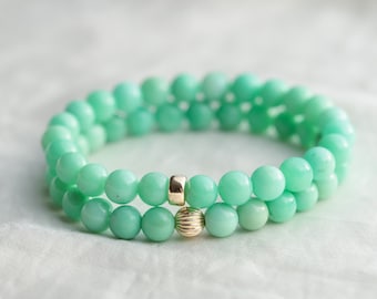 AAAA+ chrysoprase 6mm, genuine chrysoprase, chrysoprase beaded bracelet, stretch bracelet chrysoprase, chrysoprase AAAA